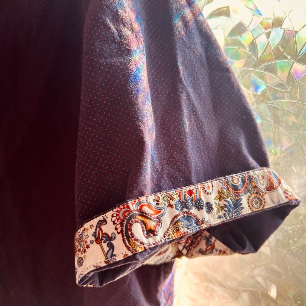 Denim & Flower Navy Shirt with Paisley Detail